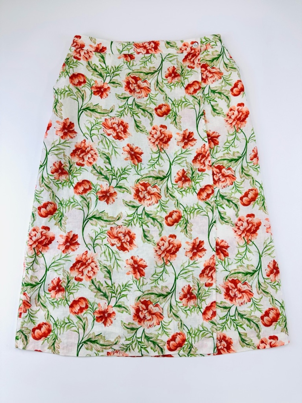 Joie Linen Floral Wrap Skirt XL Maxi Pockets Summer Cottagecore Style